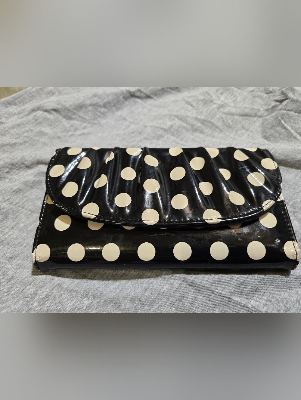 Black Polka Dot Patent Leather Wallet